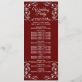  zilveren flessenpatroon rode legante bruiloft programma (Achterkant)