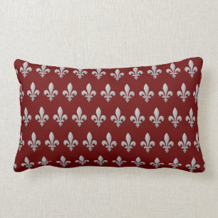 Zilveren Fleur de lys Bloemenkroon Koningsrood Len Kussen