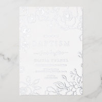 Zilveren folie Bloemen Jongen of Meisje Dopen Zilv