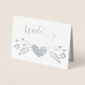 Zilveren Folie Bloemen Typografie Bruiloft Uitnodi Folie Kaarten (Voorkant)