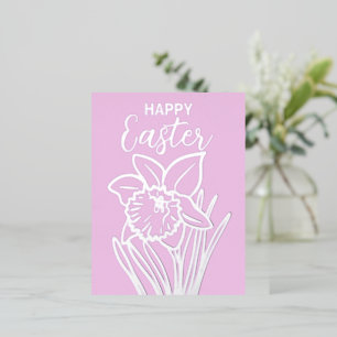 Zilveren folie Daffodil Bloemen Gelukkig Pasen Feestdagen Briefkaart
