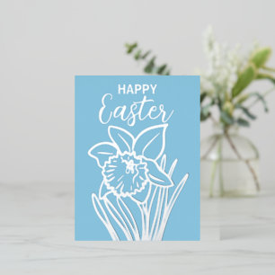 Zilveren folie Daffodil Bloemen Gelukkig Pasen Feestdagen Briefkaart
