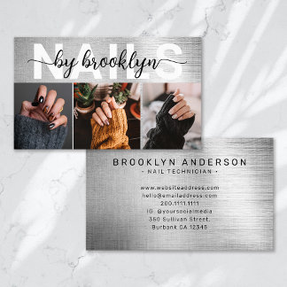 Zilveren Folie Fototypografie Nail Artiest Visitekaartje