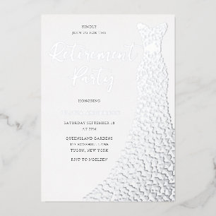 Zilveren folie jurk Pensioen Partij Uitnodiging