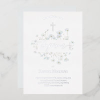 zilveren folie tekst Doop delicate bloemen