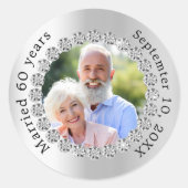 Zilveren foto 60e diamanten bruiloft ronde sticker (Voorkant)