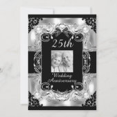 Zilveren Foto Bloem 25e Huwelijksjubileum Kaart (Voorkant)