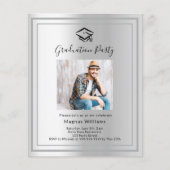 Zilveren foto pet Graduation Party uitnodiging (Voorkant)