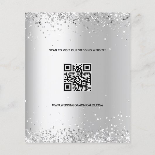 Zilveren fotocode qr code bruiloft Save the Date Flyer (Achterkant)