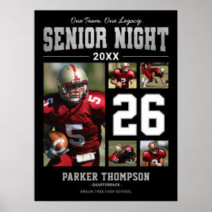 Zilveren fotoposter voor Senior Night-voetbal Poster