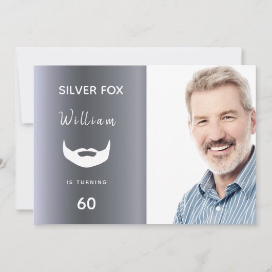 Zilveren fox verjaardagsfeestje aangepaste foto-ma kaart (Voorkant)