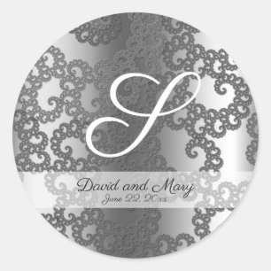Zilveren fractal bruiloft stickers