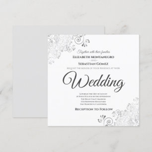 Zilveren franjes Elegant grijs & wit vierkant brui Kaart