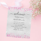 Zilveren fuchsia roze confetti bruiloft programma