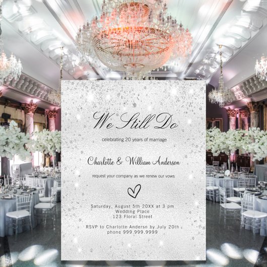 Zilveren gelofte vernieuwing bruiloft uitnodiging