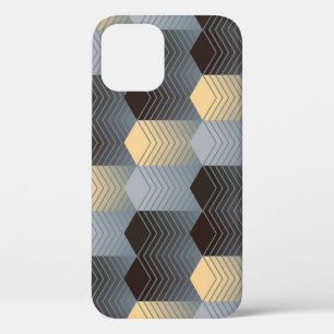 Zilveren geometrische gebouwen, abstract patroon. iPhone 12 hoesje