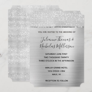 Zilveren Glam Glitz bruiloft Kaart