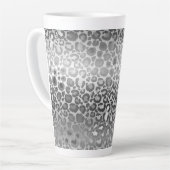 Zilveren Glam Leopard Dierenprint Latte Mok (Linkerhoek)