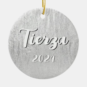 Zilveren Glam Textuur Persoonlijk Keramisch Ornament