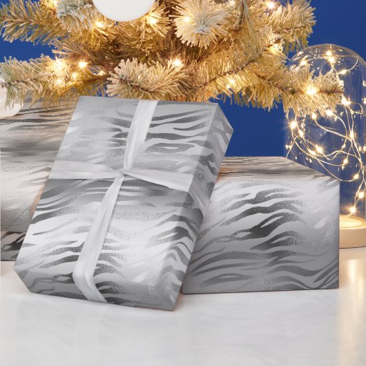 Zilveren Glam Zebra Dierenprint Cadeaupapier (Feestdagen)
