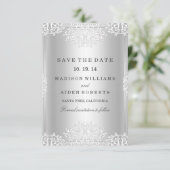 Zilveren Glamor Wedding sparen de Datum Save The Date (Staand voorkant)