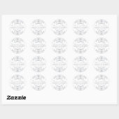 Zilveren  Glamour Bruiloft Monogram Ronde Sticker (Vel)