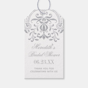 Zilveren  Glamour Bruiloft Vrijgezellenfeest Cadeaulabel