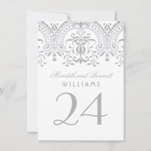 Zilveren Glamour Trouwtafel Nummer Kaart (Achterkant)