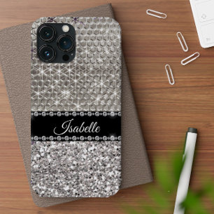 Zilveren Glans Glamour Bling Persoonlijke Metaal iPhone 15 Hoesje