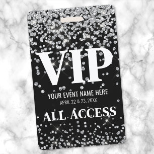 Zilveren Glitter Aangepaste VIP-Pas Evenement Badge