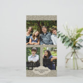 Zilveren Glitter Aanpasbare 3 Foto Kerstkaart (Staand voorkant)