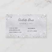Zilveren glitter bloemenmake-up haar schoonheid visitekaartje (Achterkant)
