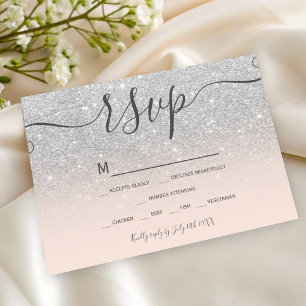 Zilveren glitter blush roze script chic rsvp