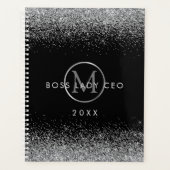 Zilveren Glitter Boss Lady CEO Monogram Planner (Voorkant)