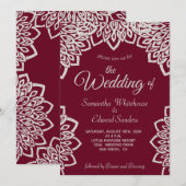 Zilveren Glitter Bourgogne Elegante bruiloft Kaart (Voorkant / Achterkant)