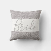 Zilveren Glitter Bruid Elegant Bruiloft Kussen (Achterkant)