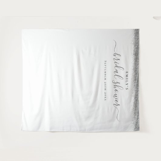 Zilveren Glitter Bruiloftsfeest Achtergrond voor F Wandkleed (Voorkant (horizontaal))