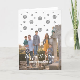 Zilveren Glitter Confetti Vakantie Fotokaart Feestdagen Kaart