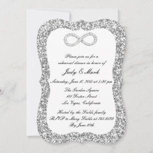 Zilveren Glitter Diamant Oneindig Proefdinermiddag Kaart