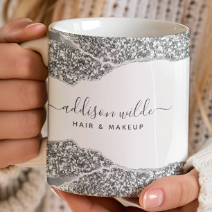 Zilveren Glitter Diamanten Glam Zakelijk Koffiemok