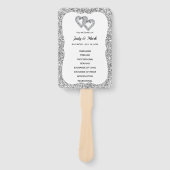 Zilveren Glitter Diamond Hearts Trouwprogramma Fan Handwaaier (Voorkant)