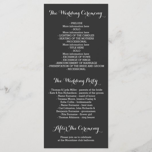 Zilveren Glitter Diamonds Trouwprogramma's Programma (Achterkant)