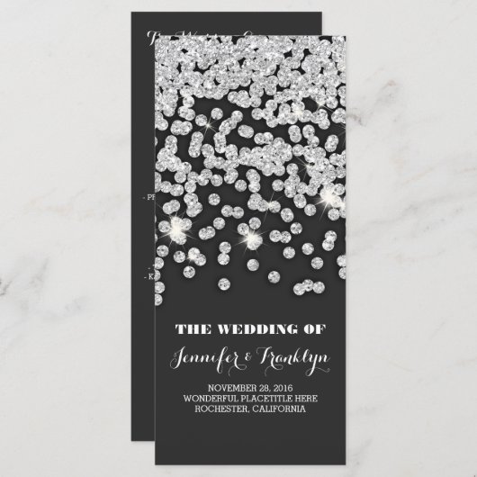 Zilveren Glitter Diamonds Trouwprogramma's Programma (Voorkant / Achterkant)