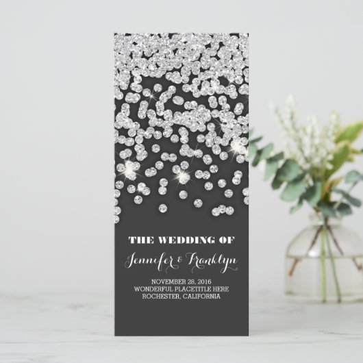 Zilveren Glitter Diamonds Trouwprogramma's Programma (Staand voorkant)