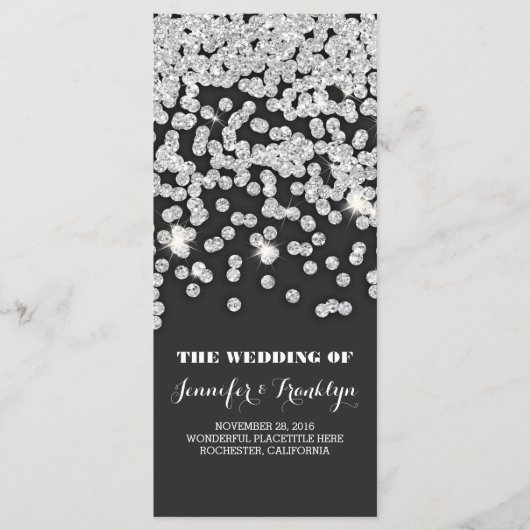 Zilveren Glitter Diamonds Trouwprogramma's Programma (Voorkant)