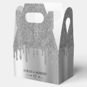 Zilveren Glitter Drip Bruiloft Bedankdoosjes (Geopend)