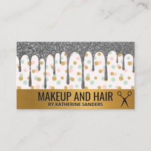 Zilveren Glitter Drip / Gouden Stippenpatroon Visitekaartje