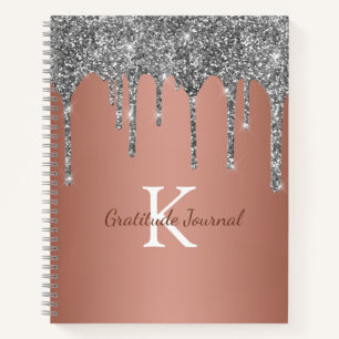 Zilveren Glitter Drip Roze Gouden Dankbaarheidsjou Notitieboek