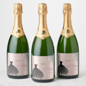 Zilveren glitter drips zwarte jurk Sweet 16 Sparkling Wijnetiket (Flessen)