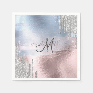 Zilveren Glitter Druppels Blauw Roze Gouden Metaal Servet